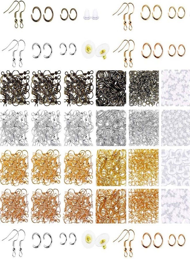 دي آي واي كرافتس مجموعة أدوات صنع الأقراط DIY Crafts 900 غرام، مزيج من الذهب والفضة، خطافات الأقراط، خطافات الأقراط لصنع المجوهرات مع حلقات وصل، أغطية الأقراط، كماشة، ملقط، فتح حلقات الوصل (900 غرام، مزيج من الذهب والفضة) - Image 2